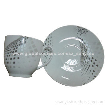 12-piece tea cup and saucer with practical shape